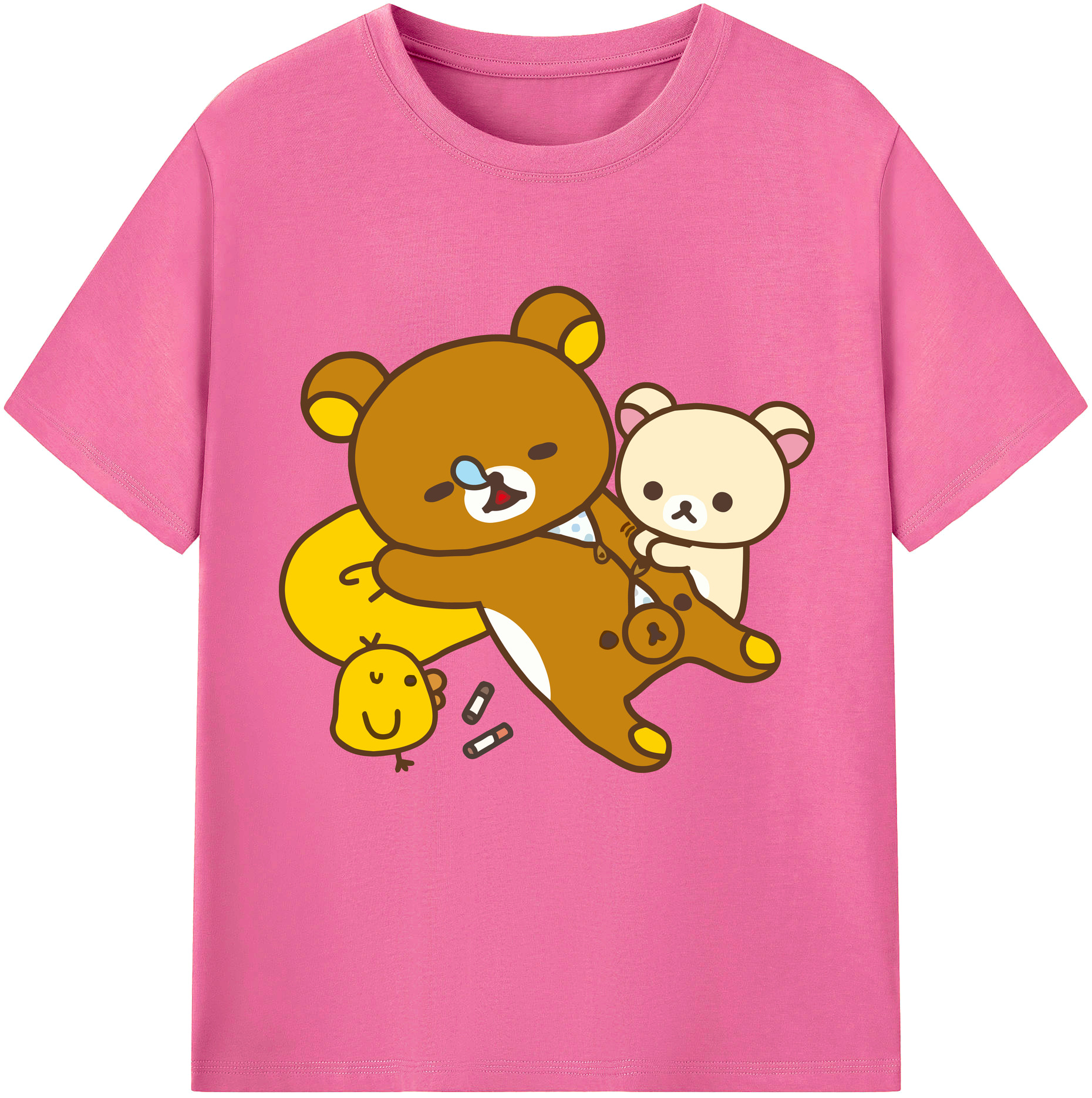 （画像用） リラックマ リラックマ キイロイトリ Rilakkuma Korilakkuma Kiiroitori レディースカジュアルプリントTシャツ（綿100％）